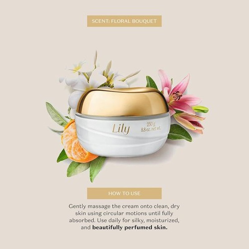 Lily Satin Body Cream - 24-Hour Hydrating Fragrance for Dry Skin | 8.8 Ounce