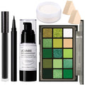 UCANBE Green Halloween Makeup Kit – Zombie Witch Beetle Juice Monster Makeup Set for SFX Costume Cosplay with Eyeshadow Palette, White Foundation, Black Lipstick,Eyeliner, Setting Powder & Sponges