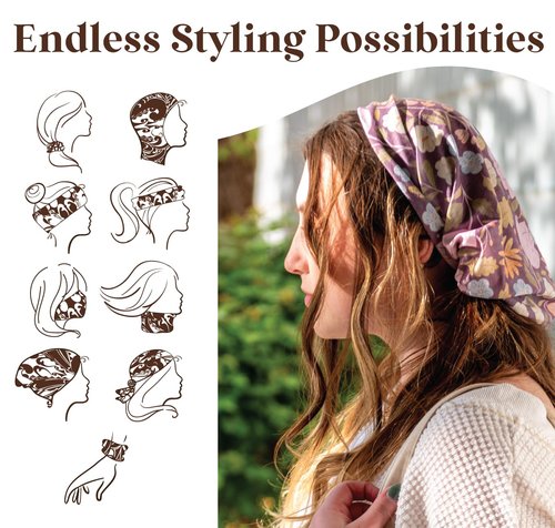 Karma Folklore Headband for Women - Wide - Fabric Headband and Stretchy Hair Scarf - Purple and Green