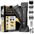 ENSSU Body Hair Trimmer for Men, Pubic Groin Hair Trimmer for Men with Safe Blade, Cordless Ball Shaver w/Light & Charging Dock, Waterproof Body Groomer for Man, LED Display &1H Quick Charge,Green