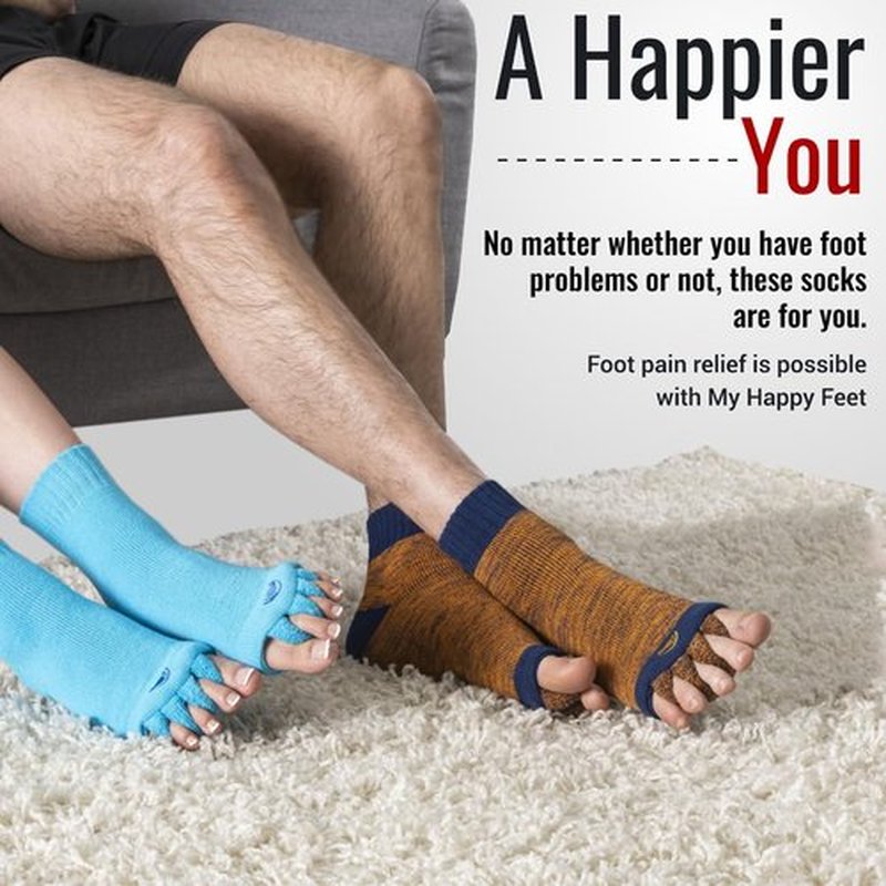 My Happy Feet Foot Alignment Socks with Toe Separators for Men or Women | Green and Black