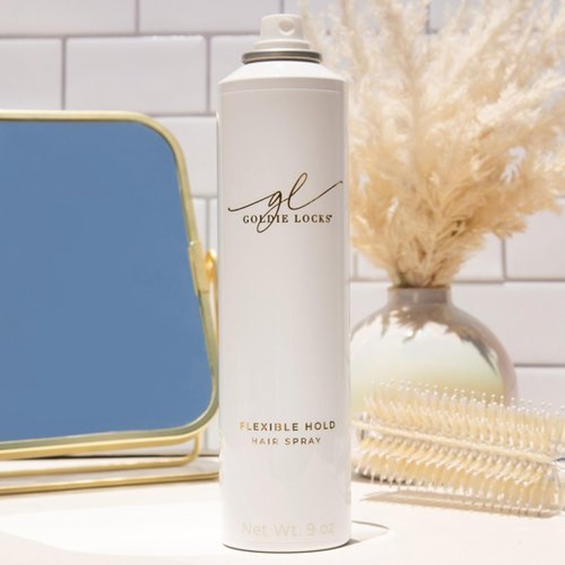 Goldie Locks Flexible Hold Hairspray - Lightweight, All-Day Hold & Brushable Finish - Humidity Resistant - Safe for Extensions & Color-Treated Hair - Protein-Free - 9 oz