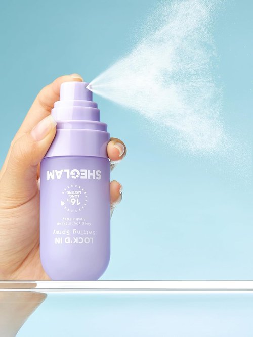 SheGlam Lock'd In Setting Spray - Quick-Drying, Mattifying Makeup Locking Spray | Oil-Control, Non-Greasy - Purple