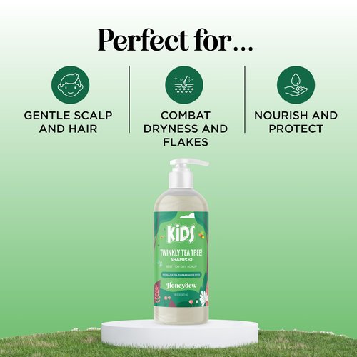 HONEYDEW Cleansing Kids Shampoo for Dry Scalp - Dry Flaky Scalp Care Shampoo for Kids and Hair Build Up Remover with Tea Tree Oil and Rosemary Essential Oils for Hair Care - Cleanser for Build Up