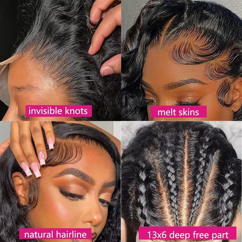 Washasha 22 Inch Water Wave HD Lace Front Wigs Human Hair Pre Plucked 13x6 Lace Frontal Wigs Human Hair 200 Density Deep Part Curly Wig for Women