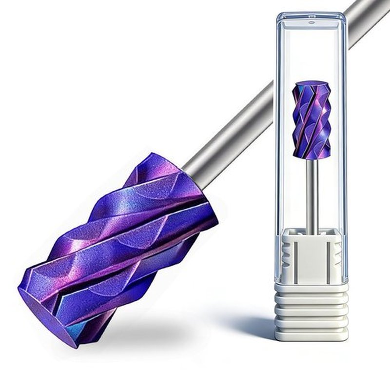 Lumcrissy Professional Nail Drill Bits Set, 3/32'' Carbide Tungsten Bits,5XC, Professional Electric Cuticle Cleaner, Two Way Rotation for Acrylic Nails (Purple, 5XC)