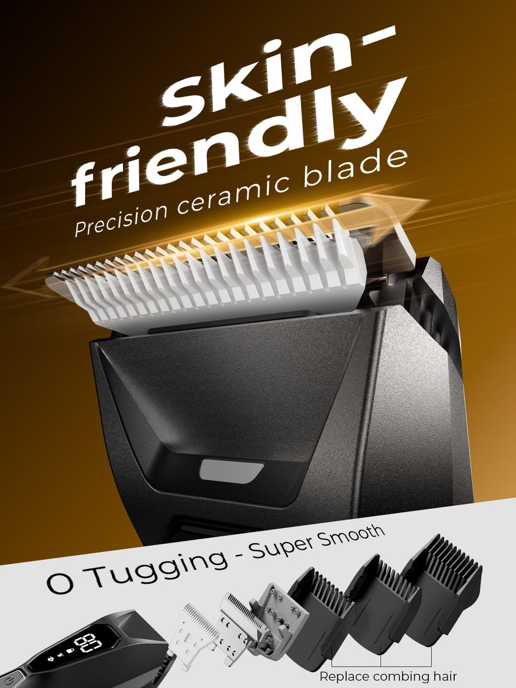 Xcdgiogw Body Hair Trimmer for Men: Wireless Charging Pubic Hair Trimmer, 4000K LED, Ceramic Blade - No-Nick Grooming, 90Min, Wet/Dry Body Groomer, Gift for Fathers