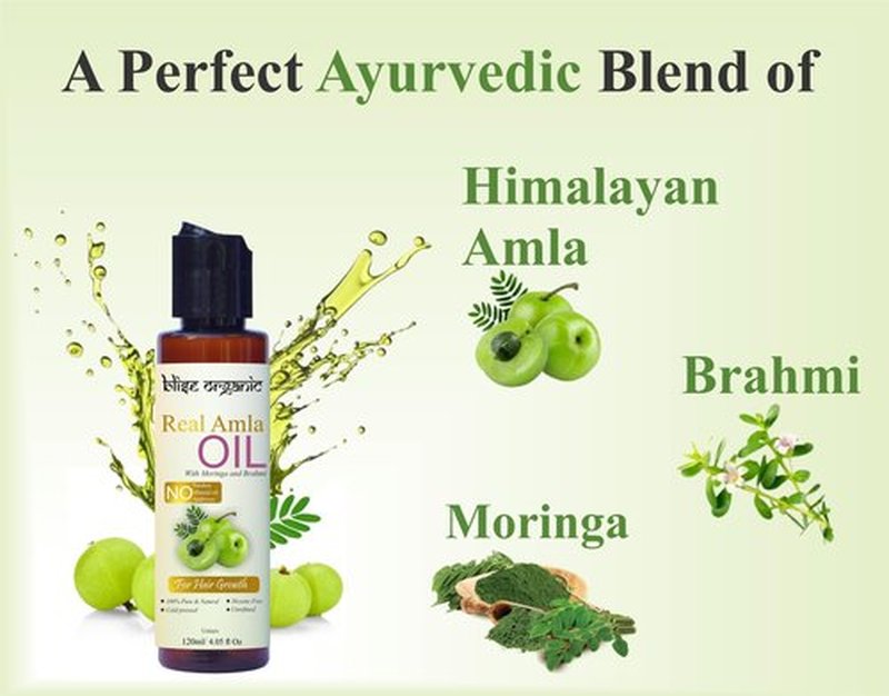Blise organic Real Amla Oil -100% Pure, Cold Pressed and Natural, For Skin and Hairs, with Brahmi and Moringa, Soil to Oil Certified, No artificial Fragrance, No added Colors, Unrefined, Extra Virgin,