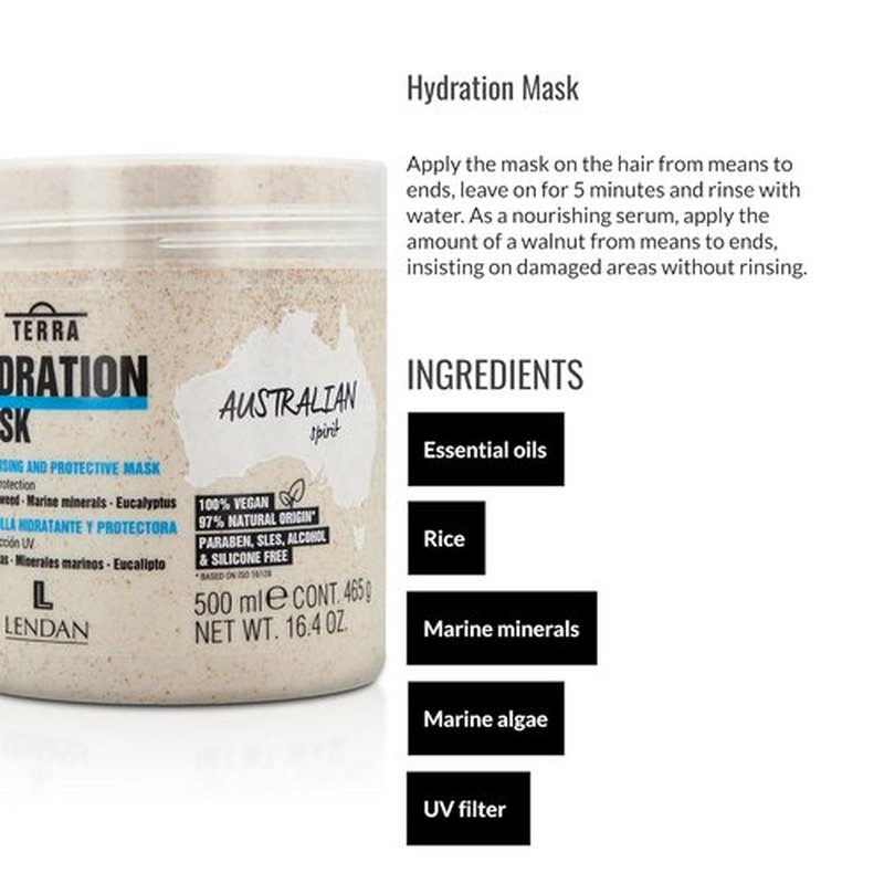 Lendan Hydrating Hair Mask - Terra Hydration for Dry, Damaged Hair - 500 ml | Repairs, Hydrates & Prevents Color Loss