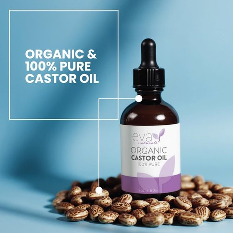 Eva Naturals 100% Pure Castor Oil – Cold Pressed for Eyelash, Eyebrow, Hair & Lash Growth, Thicker Brow & Face Serum Drops for Wrinkles, Hydrating & Nourishing Oil for Skin, Lashes & Brows, 2oz