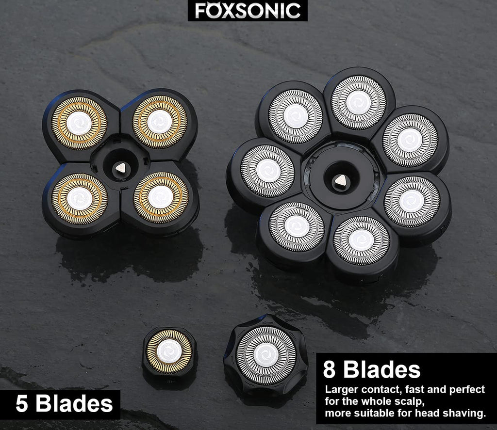 Universa 8 Blades Replacement Heads for Mainstream head shaver brands, Head Shaver Replacement Blades (8 Black)