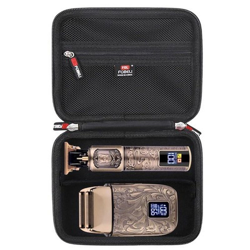 FBLFOBELI EVA Hard Storage Case for Ufree/for Brightup FK-8788T/ for Wahl 9916-817V Electric Razor Foil Shavers for Men, Hair Beard Trimmer Grooming Shaving Kit Storage Holder (PU Black)