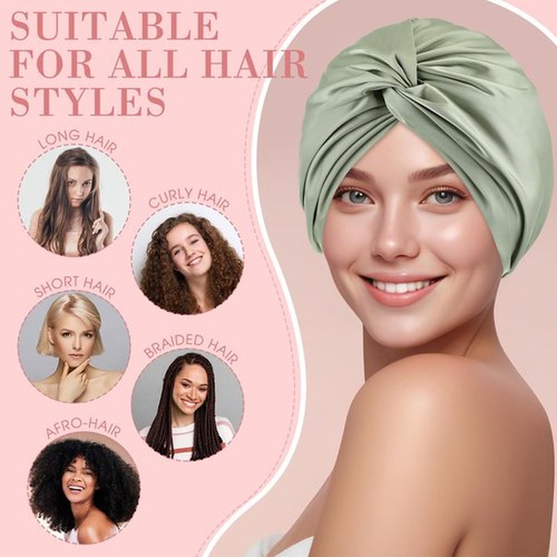Maiteenly 4 Pcs Adjustable Silk Satin Bonnet for Sleeping Women Double Layer Silk Hair Wrap Sleep Cap Night Turban for Large Long Curly Straight Braid Hair Unisex(Light Color)