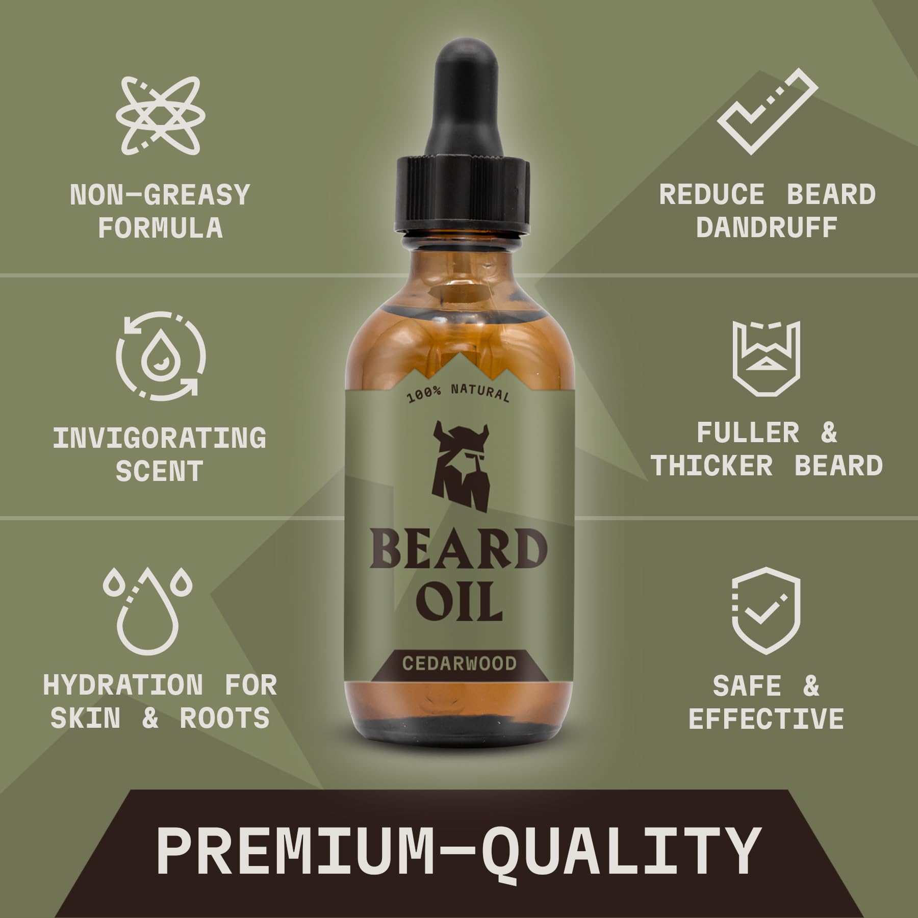 Striking Viking Beard Oil for Men - 2 Fl Oz, Pack of 1, Cedarwood Scent - Softening Beard Growth Oil - Itch-Free Facial Hair Taming Serum with Tea Tree - Deep Hydration with Argan & Jojoba
