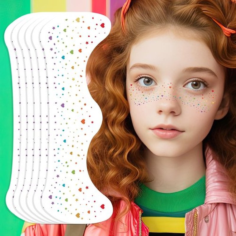 Ovasorve Pride Heart Freckles Face Tattoo - Glitter Temporary Tattoos with Love Symbols | Waterproof LGBTQ+ Sparkle Stickers for Pride Parades, Weddings & Date Nights (8 Sheets)