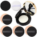 Patelai 7 Pcs Black Empty Cushion Foundation Makeup Sponge Holder - Portable Puff Container with Mirror & Extra Sponges