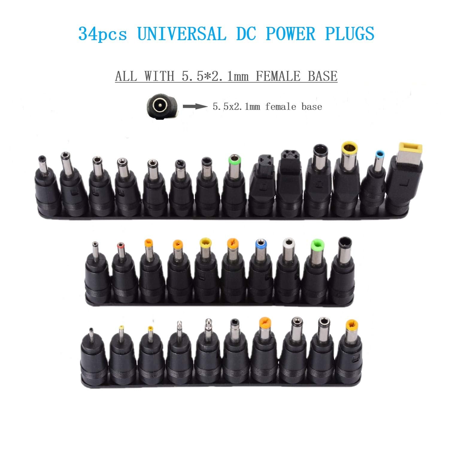 Universal DC Barrel Connectors 34pcs Kit for Loptop Charger DC Power Tips