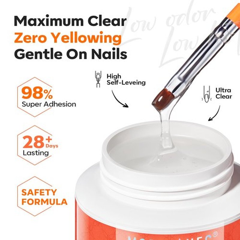 modelones Builder Nail Gel 3 Colors, Clear Nude Pink Builder Hard Gel Nail Kit with Dual End Brush, Acrylic Clamps, 100PCS Paper Forms for Building Sculpting LED Cured Extension Apex