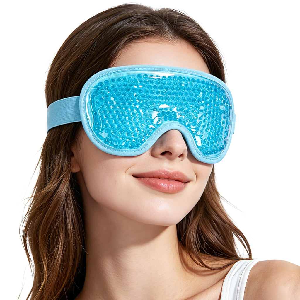 NEWGO Cooling Eye Mask for Puffy Eyes, Cold Eye Mask Eye Ice Pack for After Eyes Surgery, Tension Stress Relief, Itchy Eyes, Headaches, Dark Circles - Blue