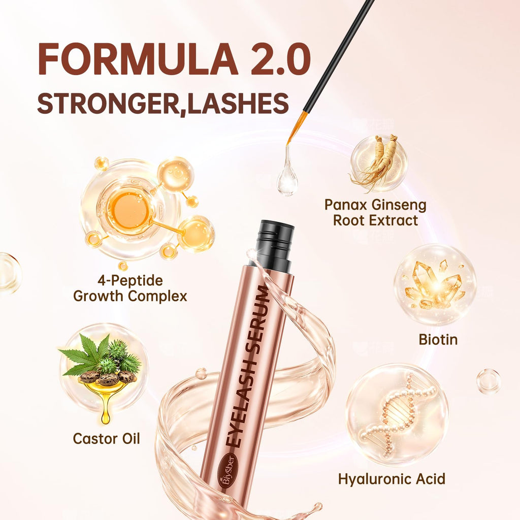 Advanced Lash Serum for Eyelash Growth, Vegan Multi-Peptide Eyelash & Brow Enhancer, Nourishes Sparse Lashes for a Fuller, Thicker Look