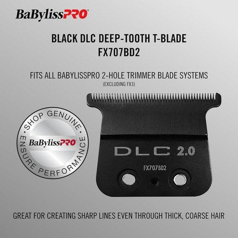 BaBylissPRO Barberology Deep Tooth DLC 2 Replacement Blade - Black | Perfect for Outlining Hair Trimmers