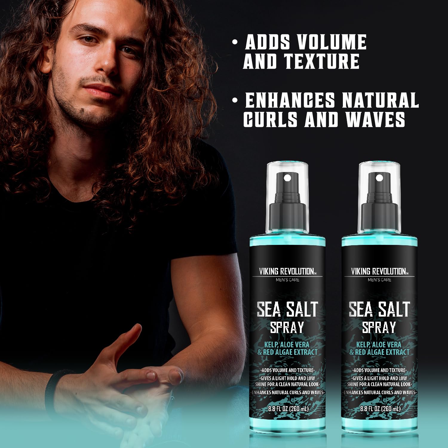Viking Revolution Sea Salt Spray for Men - Texturizing Hair Spray with Kelp & Aloe Vera - 2-Pack for Beachy Volume