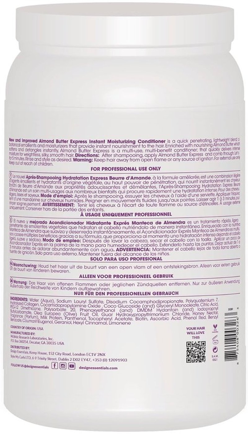 Design Essentials Almond Butter Conditioner - Instant Moisturizing for Dry Hair | 64 oz