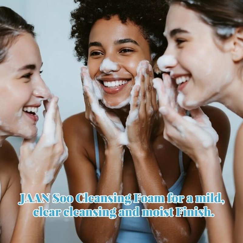 JAAN Korean Face Wash for Women, Pore Deep Cleansing Foam with 5 Natural Ingredients, Foaming Facial Cleanser for Hydrating & Moisturizing, Makeup & Blackhead Remover,Korean Skin Care,5.07fl.oz/150ml