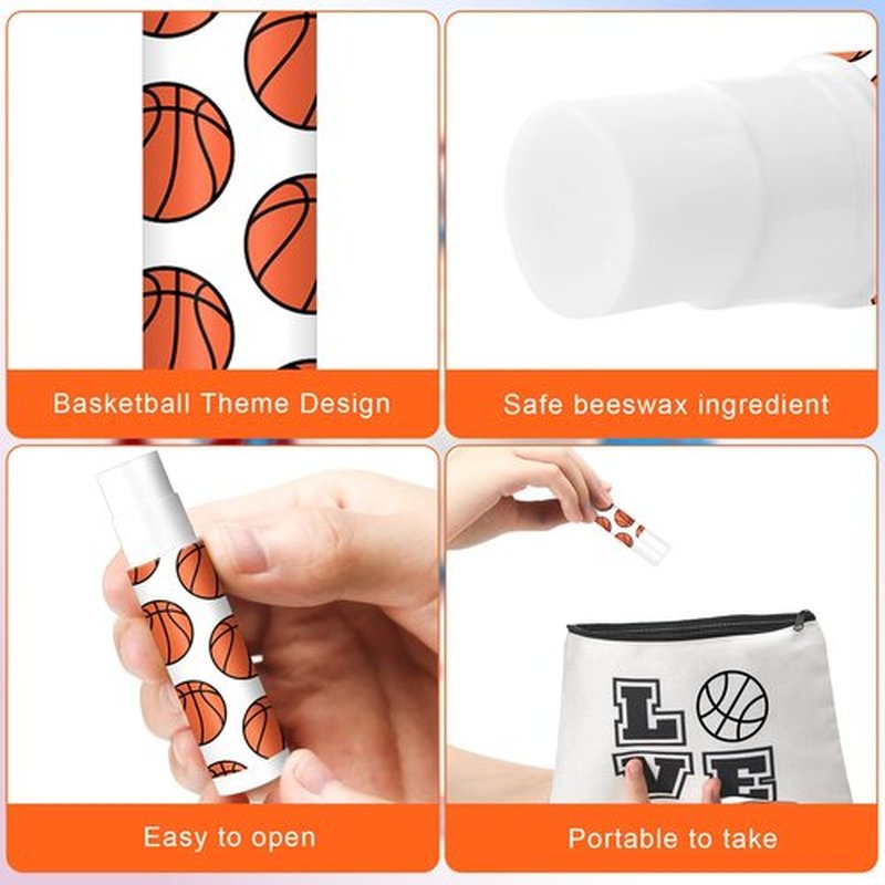 24 Pcs Basketball Lip Balm Bulk for Team Gifts Sports Moisturizing Jasmine Taste Lipstick Basketball Party Favors for Women Players Sports Teachers Fans Birthday Party Supplies