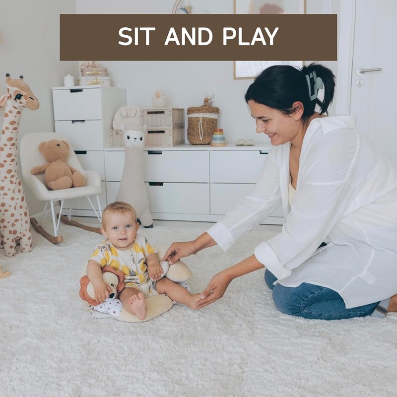 Aila+Aiden 2-in-1 Tummy Time Mat & Seated Support - Sensory Toys & Detachable Cushion for Newborns (Sand)