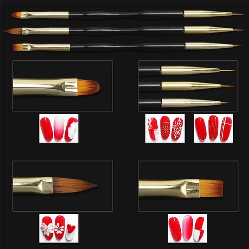 11 Pcs Nail Art Stamper Kit - 4Pcs Double Sided French Tip Nail Stamps with 4Pcs Nail Scrapers, 3Pcs Double-ended Nail Art Liner Brushes