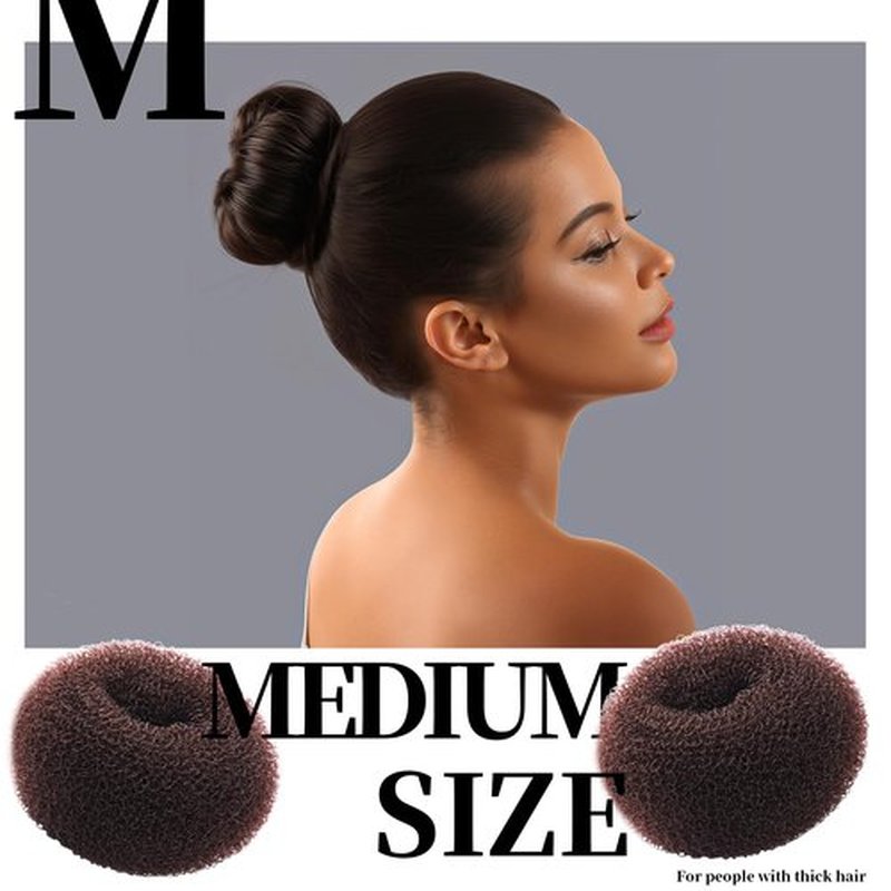 Teenitor Donut Hair Bun Maker Set, Hair Bun Shaper Set with Large, Medium, Small Hair Donuts For Buns, Hair Accessories For Girls, 5 Elastic Bands, Dark Brown