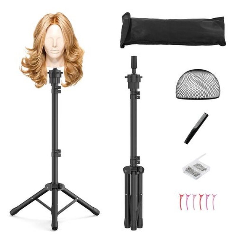 Relx Wig Head Stand - Adjustable Mannequin Head Stand - Wig Stand for Styling - Wig Stand Tripod for Cosmetology Hairdressing Training (Head Not Included)