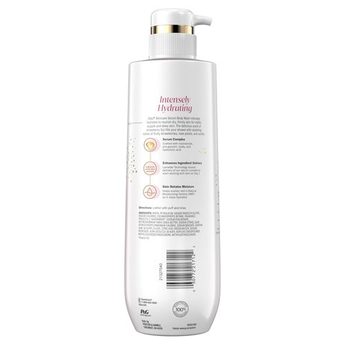 Olay Body Wash for Women, Intensely Hydrating, Pro-Hyaluronic Acid Serum Complex, Renews Moisture, Vitamin B3 Lameller Technology, For All Skin Types, Strawberry Summer Fizz Scent, 20 fl oz