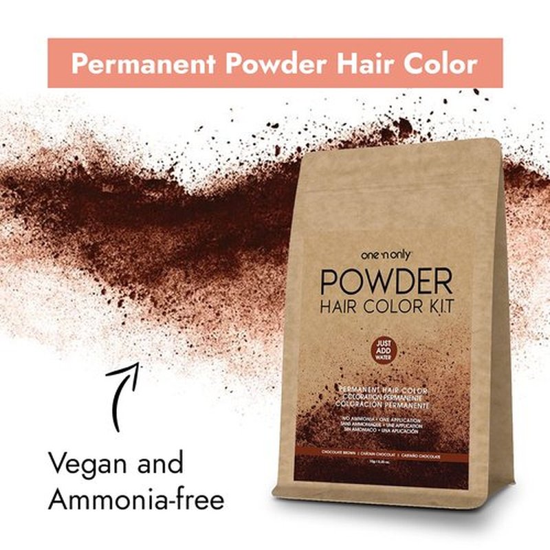 One N' Only Powder Hair Color Kit - Chocolate Brown | Permanent Color, 100% Gray Coverage, Just Add Water