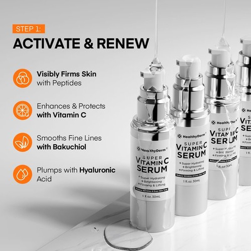 Super Vitamin C with Beef Tallow Honey Balm for Skin Duo – with Peptides & Niacinamide for Face Wrinkles, Lifting, & Age Spots | Complete Anti-Aging Skincare Set for Restoring Radiance to Mature Skin