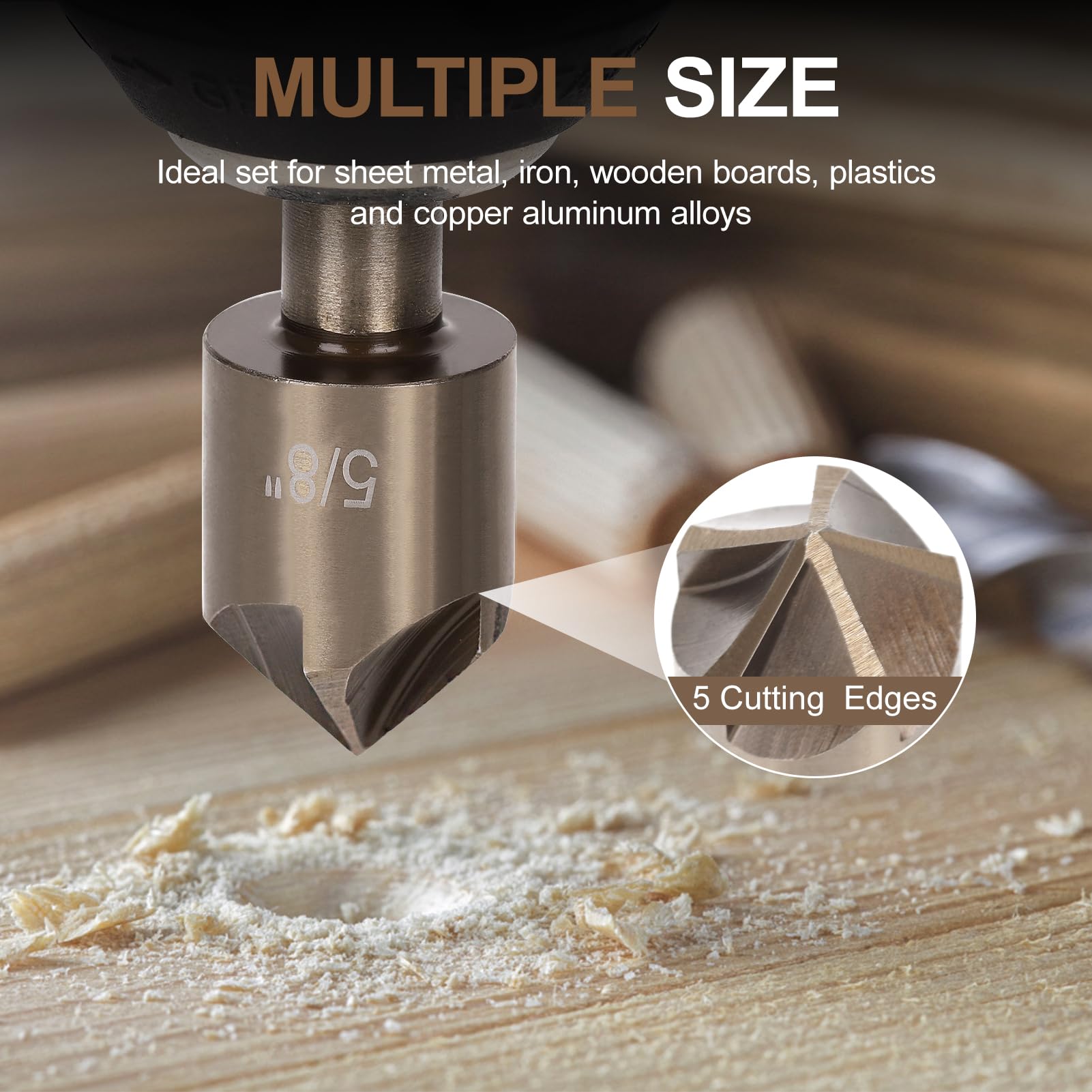 5 Pcs Step Drill Bit & 5 Pcs Countersink Drill Bit Set, Titanium High Speed Steel Step Drill Bit, 50 Sizes of Step Bits for Metal, HSS Step Bit with Aluminum Case for DIY, Multiple Hole Stepped Up Bit