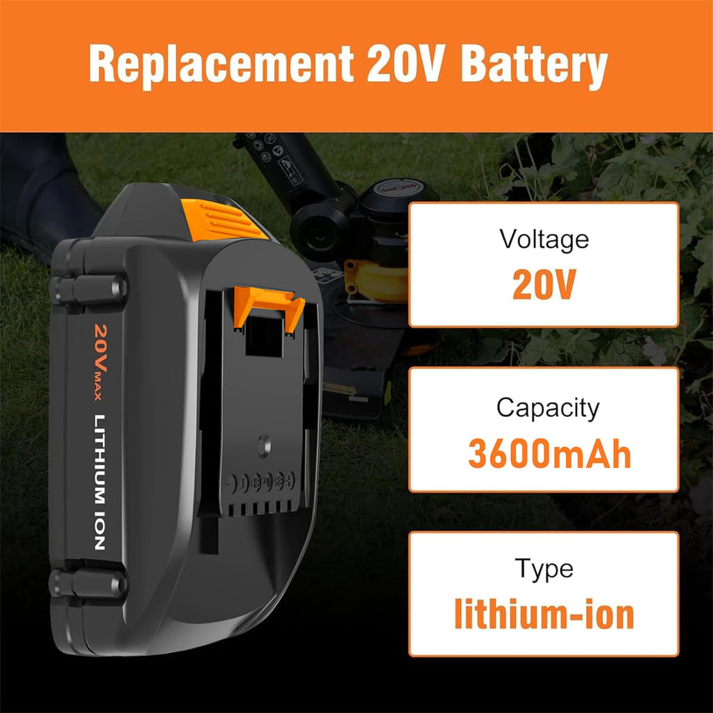 GERIT BATT 3.6Ah WA3525 Battery Replacement for Worx Battery 20V(Black)