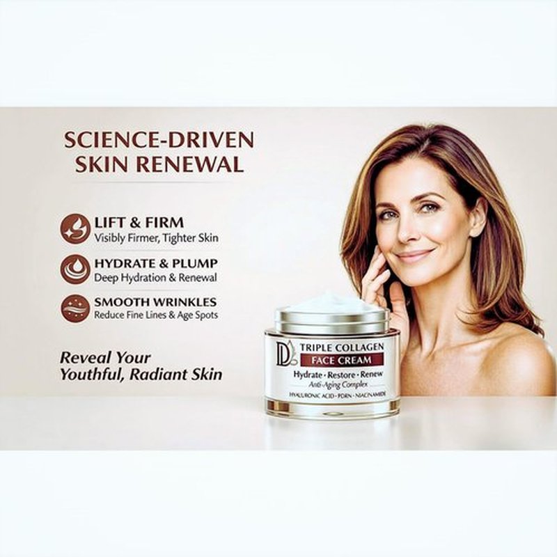 Triple Collagen Face Moisturizer – Retinol-Free Anti-Aging Cream for Sensitive Skin with PDRN (Salmon DNA) & Hyaluronic Acid – Firming & Wrinkle Smoothing, Fragrance-Free, 1.7 oz