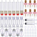 Maitys 28 Pieces Transparent Empty Lip Gloss Tube Containers Include 24 Pencil and Candy Shaped Oil Bottles Ice Cream Funny Light Bulb Balm Tube, 4 Plastic Syringe for Women Girls DIY