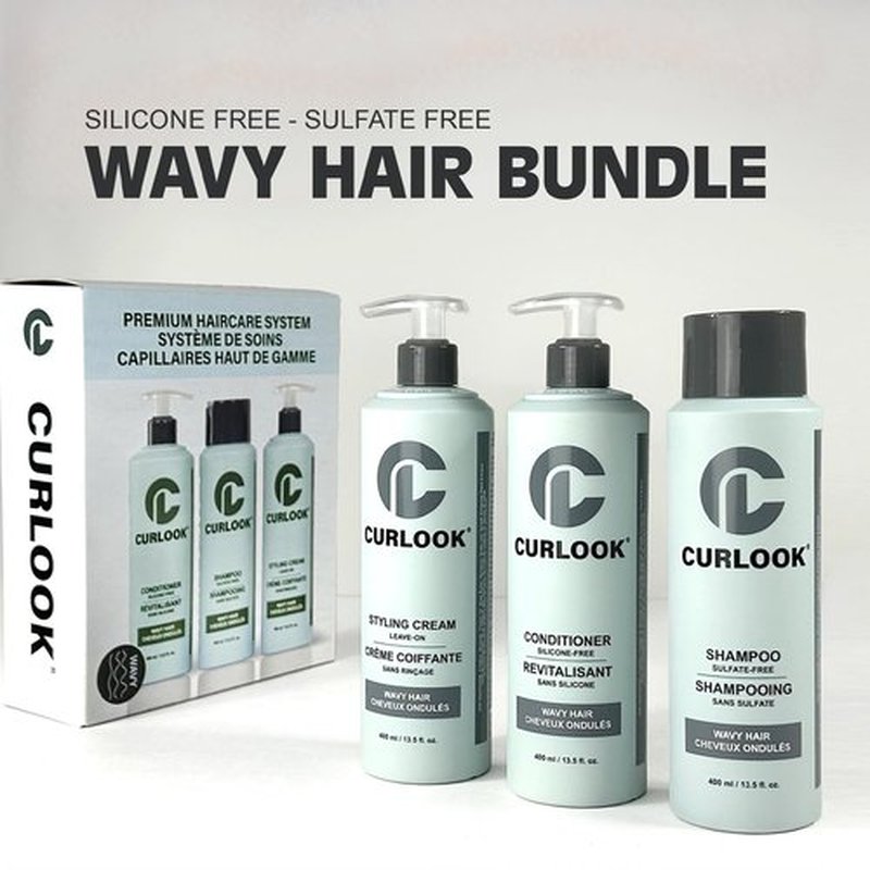 Skiennix Wavy Hair Bundle - Sulfate-Free Shampoo, Conditioner & Leave-In Cream Set | 3 Pack of 400ml (13.5 oz) Each
