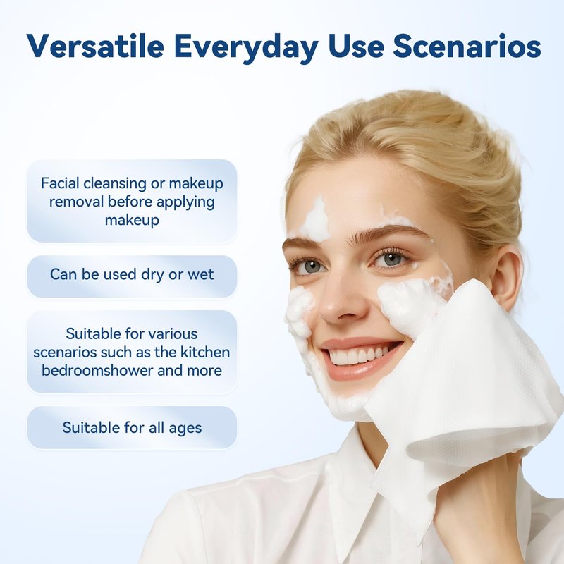 Welsteepse Disposable Face Towelettes, Makeup Remover Dry Wipes, Ultra Soft, 100% Biobased 100 PCS