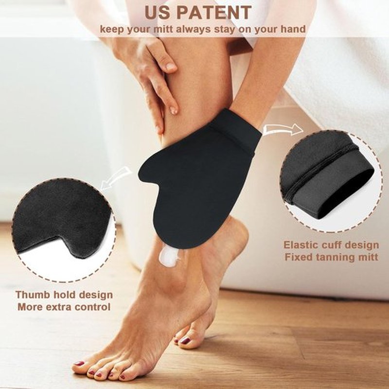 Skiennix 2-in-1 Tanning Mitts - Self Tanner Applicator & Brush Kit for Lotion, Sunless, Body & Face