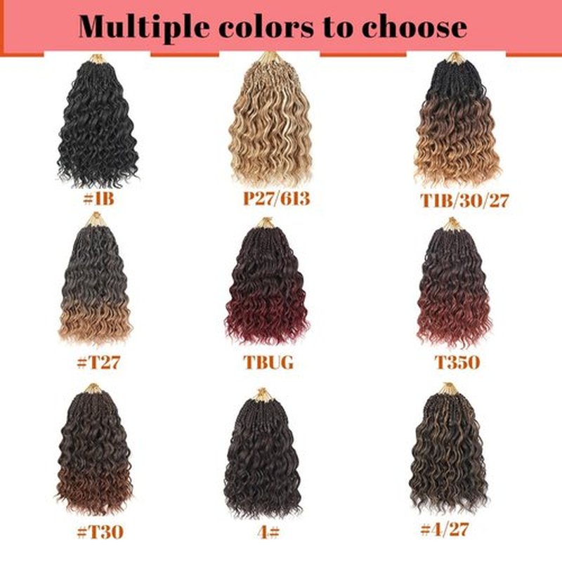 pojui 18 Inch Ocean Wave Crochet Hair 8 Packs - Synthetic Pre-Looped Deep Wavy Curly Braiding Hair for Black Women, Boho Style Hair Extensions (18inch,1B - 8 Packs)