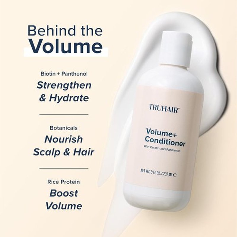 TRUHAIR Volume+ Conditioner - Lightweight Hydration & Shine with Keratin & Panthenol | 8 oz