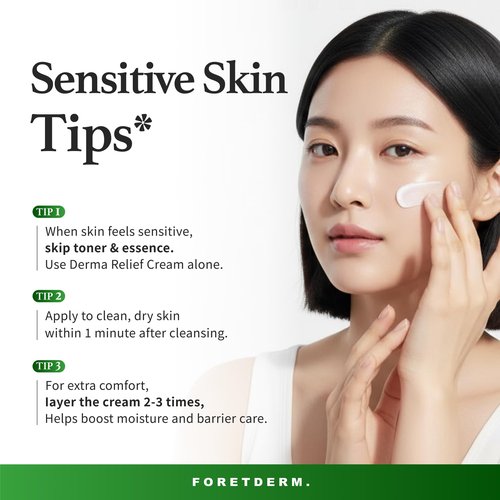 FORETDERM Peptide Derma Relief Cream – EGF, CICA & Panthenol Barrier Repair Face Moisturizer, Korean Skincare for Sensitive Skin, Soothing & Calming Redness, Hydrating Face Cream, Unscented,1.35 Fl Oz