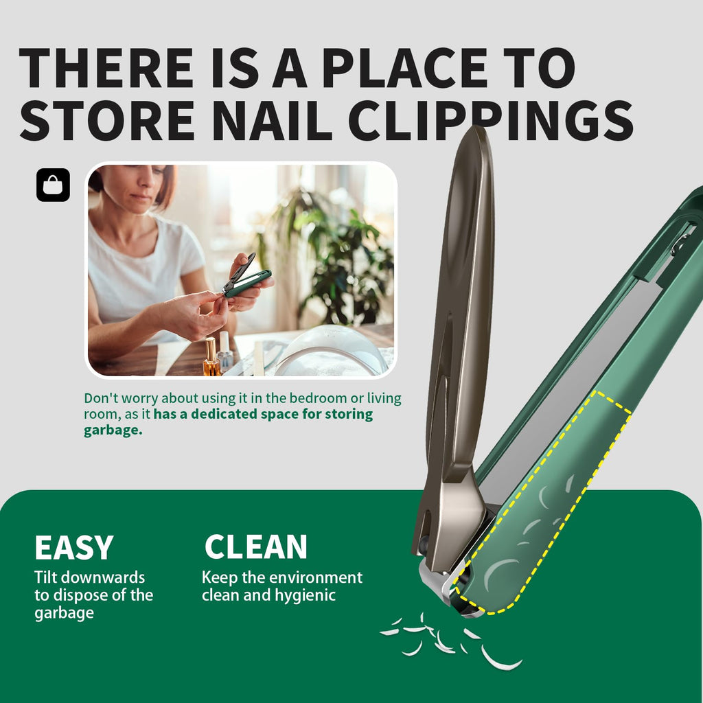 VANWIN Nail Clippers with Catcher, 2-Pack Slanted & Curved Nail Clippers for Ingrown Toenails and Fingernails, Anti-Splash Nail Cutter for Men, Women, Seniors, Heavy-Duty Finger Nail Clippers Adult