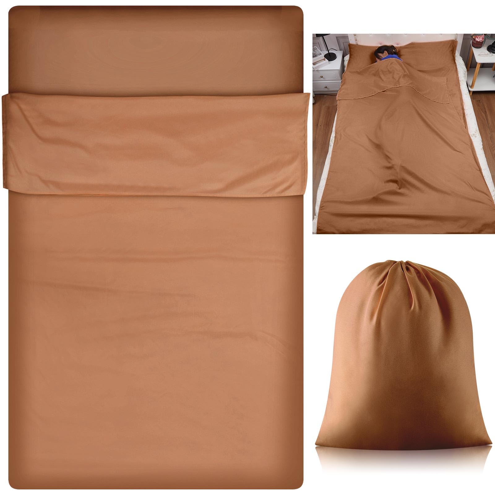 Irenare Self Tan Sleep Sack Reusable Body Self Tanners Lightweight Breathable Tanning Sleeping Sac for Bed Travel Sleeping Bag(Brown)