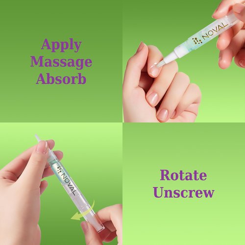 NOVAL Cuticle Oil Pens for Nails, 6 Travel Mini Set with Lime Scent, Fast-Absorbing Moisturizing Formula
