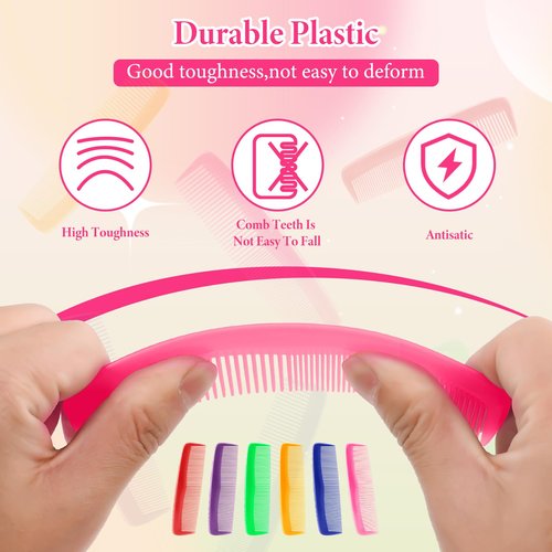 NICEMOVIC 120 Packs Hair Comb Bulk Set, Pocket Travel Hair Combs for Women and Men, Colorful Coarse and Fine Tooth Comb, Individually Wrapped Bulk Comb for Homeless Hotel Shelter Nursing Home Charity